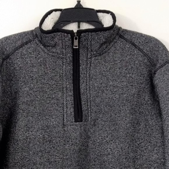 ORVIS Pullover Men's L Gray Sweater 1/4 Zip Pockets Sherpa Lining Mock Neck - Picture 3 of 15